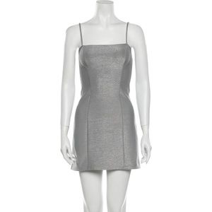 REFORMATION Square Neckline Silver Mini Dress